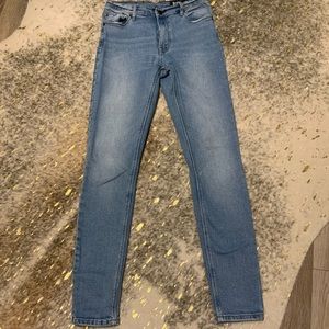 Nasty Gal Classic Straight Leg Denim Jeans Light Wash Blue Size 28